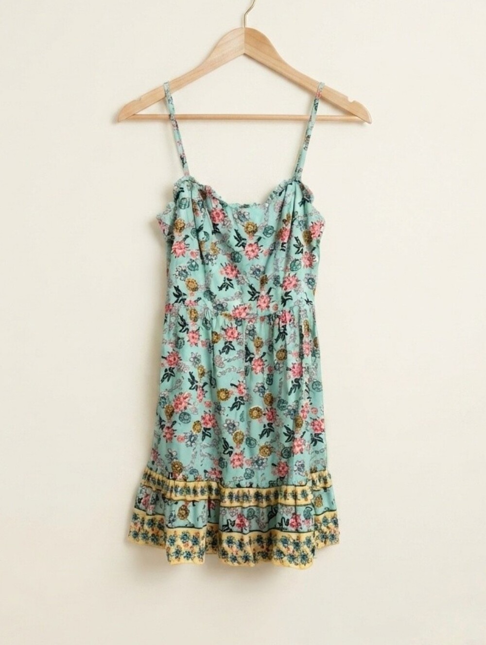 Bebop Floral Mini Dress Light Blue Adjustable Spaghetti Straps Size Medium NWT